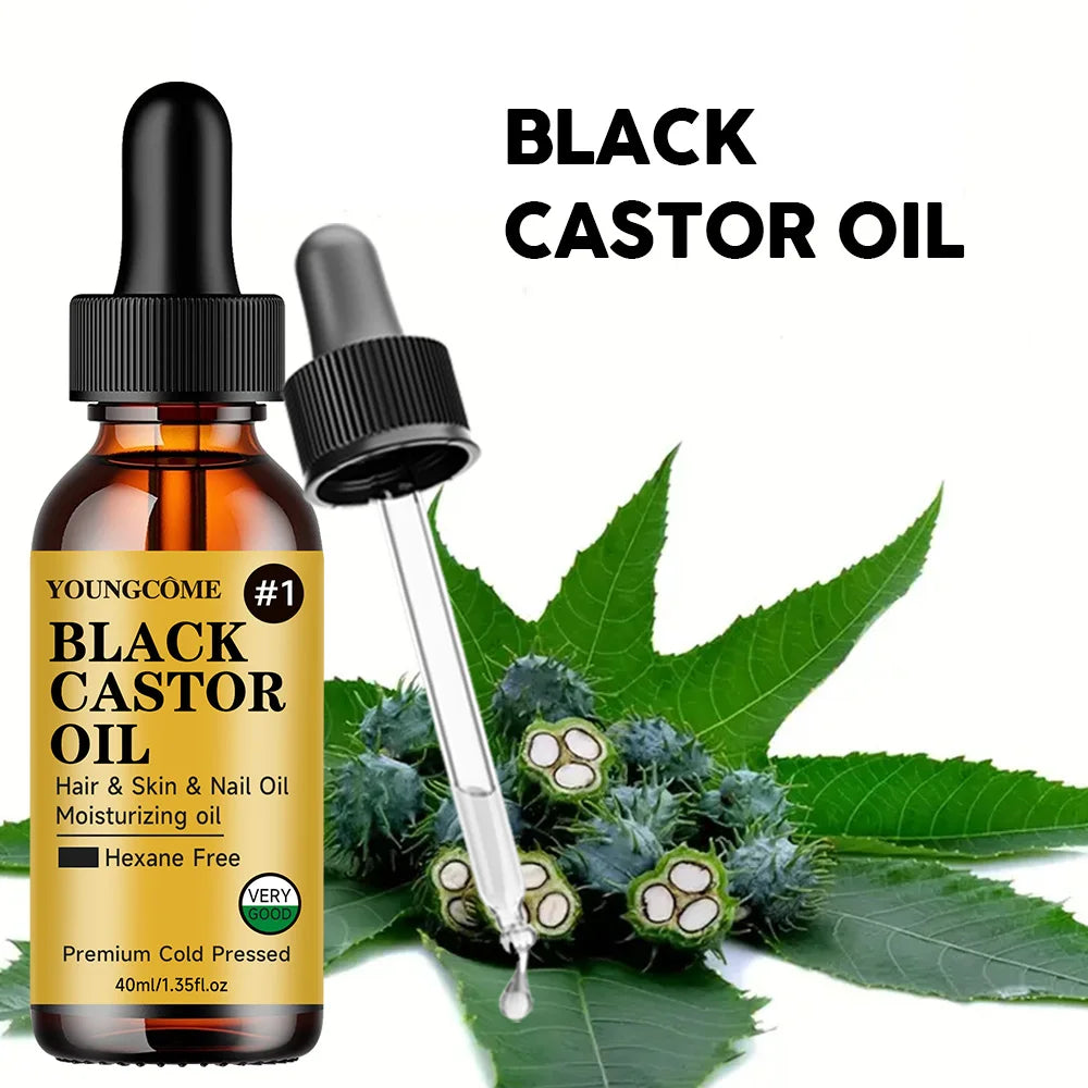 Jamaican Black Castor Oil - Cold Pressed in Bottles for Hair Growth, Eyebrow Nourishment Skin Hair Oasis Select Oil 40ml