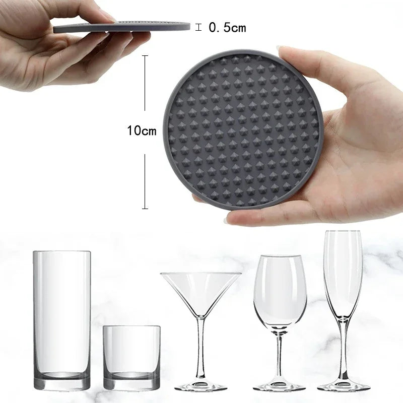 6pcs Silicone Coasters Round Heat Resistant Rubber Tea Cup Mat Drink Coffee Mug Glass Beverage Holder Pad Decor Table Mat 10cm Oasis Select
