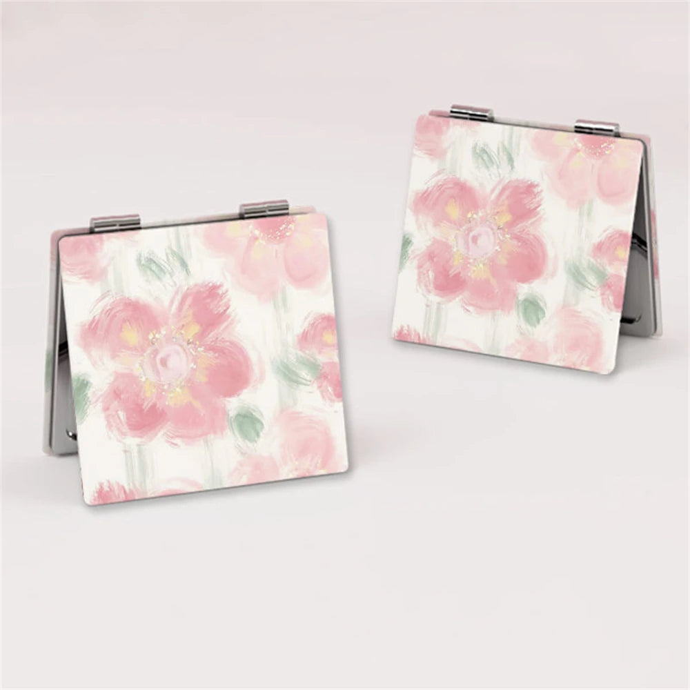 Portable Folding Double-Sided Mini Makeup Mirror | PU Round
