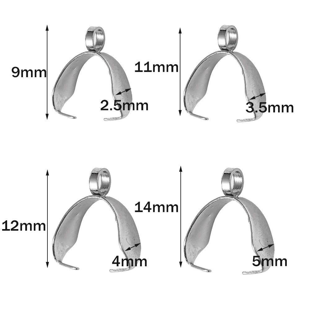 20pcs Stainless Steel Metal Pinch Clip Bail Clasp Dangle Pendant Connector Findings for Jewelry Making Buckles Charm Connection Oasis Select Steel 14mm