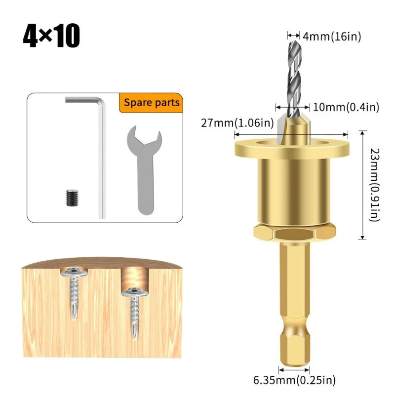 1/5Pcs CNC Adjustable Hexagonal Handle Cutter Woodworking Tools Countersink Drill Router Bit for Wood Installation Limit Hole Oasis Select 4x10