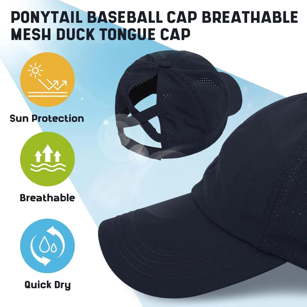 [Breathable Quick Drying Baseball Cap] Unisex Sun Hat with Ponytail Hole Baseball Cap-Suitable for Running and Daily Casual Wear Oasis Select