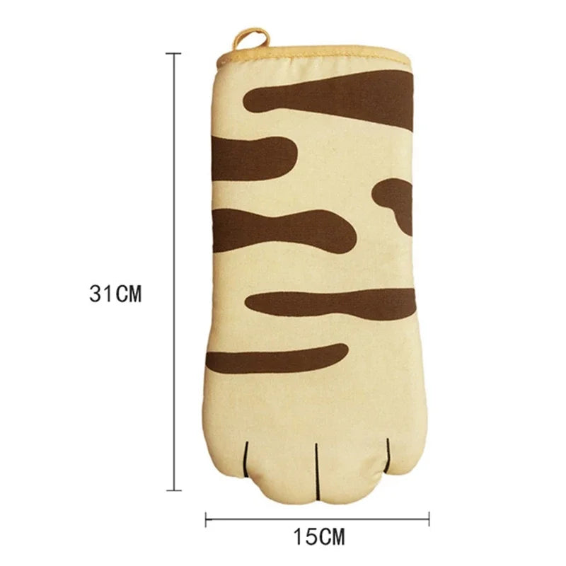 1pc Cute Cat Paws Oven Mitts Cat Claw Baking Oven Gloves Anti-scald Microwave Heat Resistant Insulation Non-slip Cat Paw Gloves Oasis Select