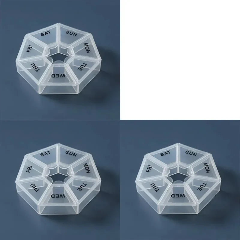 1/2/3pcs Portable Mini Seven Days Small Pill Box One Week Seven Days A Week Pill Organizers Multifunctional Medicine Case Oasis Select 3pcs-White
