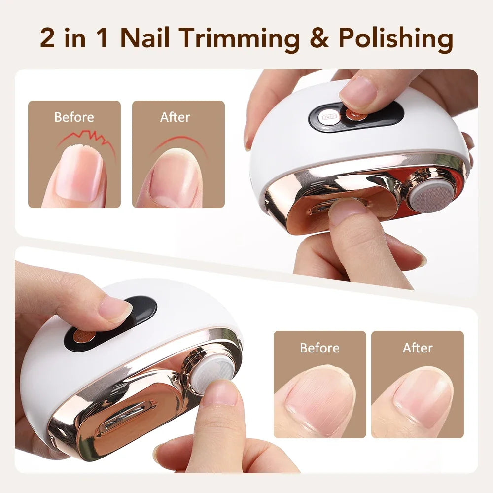 2-in-1 Electric Nail Clipper & Polisher | 3-Speed LED Trimmer