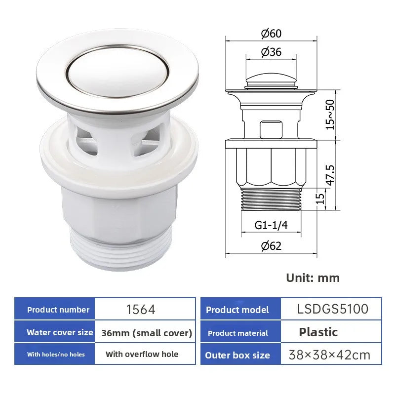 Pop Up Drain Stopper with Overflow, Lavatory Basin Drain without Overflow Black, Chrome or Oil Rubbed Bronze or Antique Oasis Select 1564-