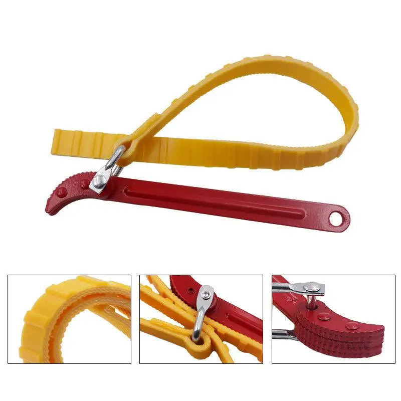 Adjustable Belt Wrench Oil Filter Puller Removal Tool Rubber Strap Spanner Wrench Chain Wrench Strap Opener Disassembly Tools Oasis Select