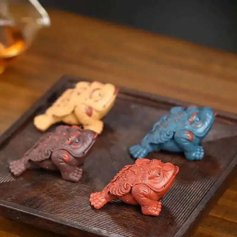 Golden Toad Wealth-attracting Ornament Purple Clay Tea Pet Tea Table Display Чайные украшения Oasis Select