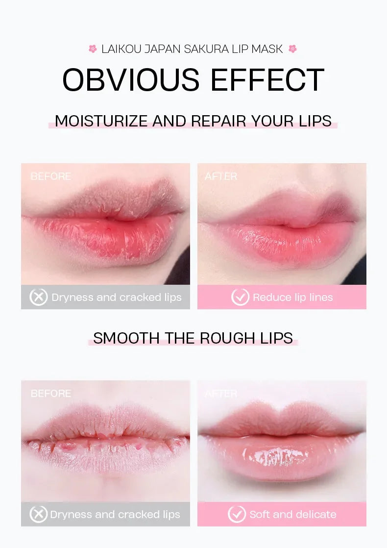Laikou Sakura Lip Mask 8g Overnight Treatment Hydrating Moisturizing Repair Dry Chapped Lips Nourishing Care Peel Off Oasis Select