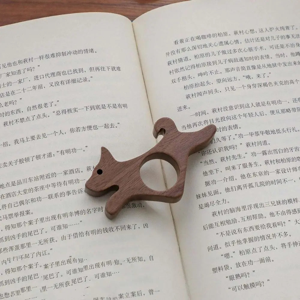Wooden Material Wooden Thumb Bookmark Anti-Slip Design Cat Shape Reading Thumb Tools Handmade Dog Shape Pages Guide Marker Oasis Select