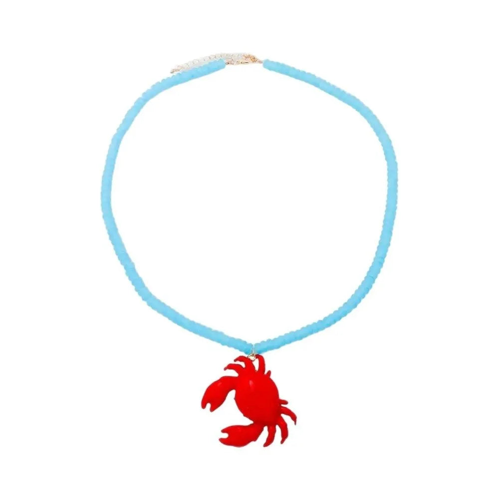 New Beaded Pendant Crab Necklace Childishness Design Enamel Crab Handmade Necklace Boho Style Boho Necklace Summer Accessory Oasis Select