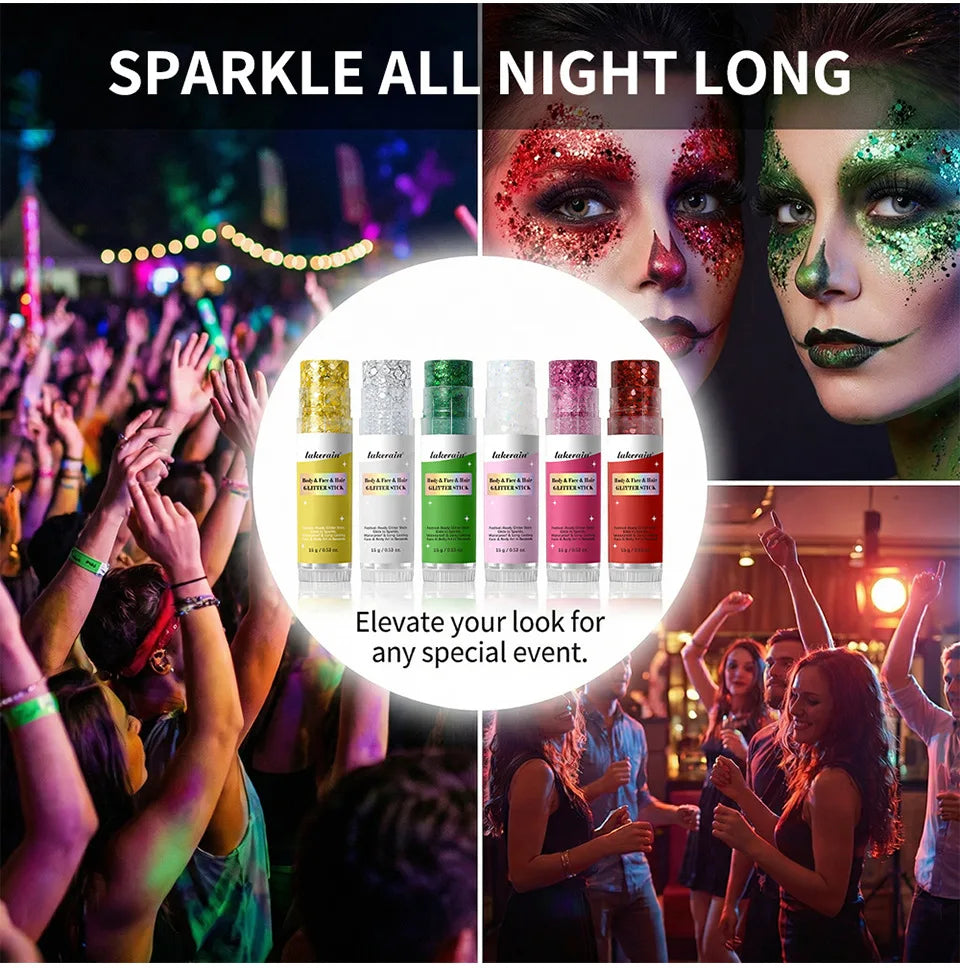 15gBody & Face Glitter Stick, Color Shimmer Gel Party Highlight Makeup Oasis Select