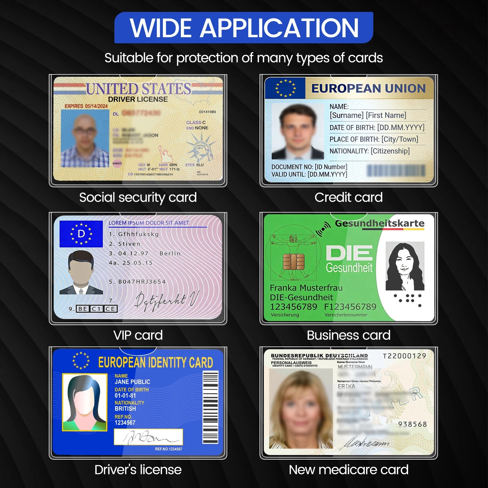 Social Security Card Protective Case, Ultra-Clear Durable 20Mil Storage Sleeve for EHIC/Credit Card/EU Driver's License/ID Card Oasis Select