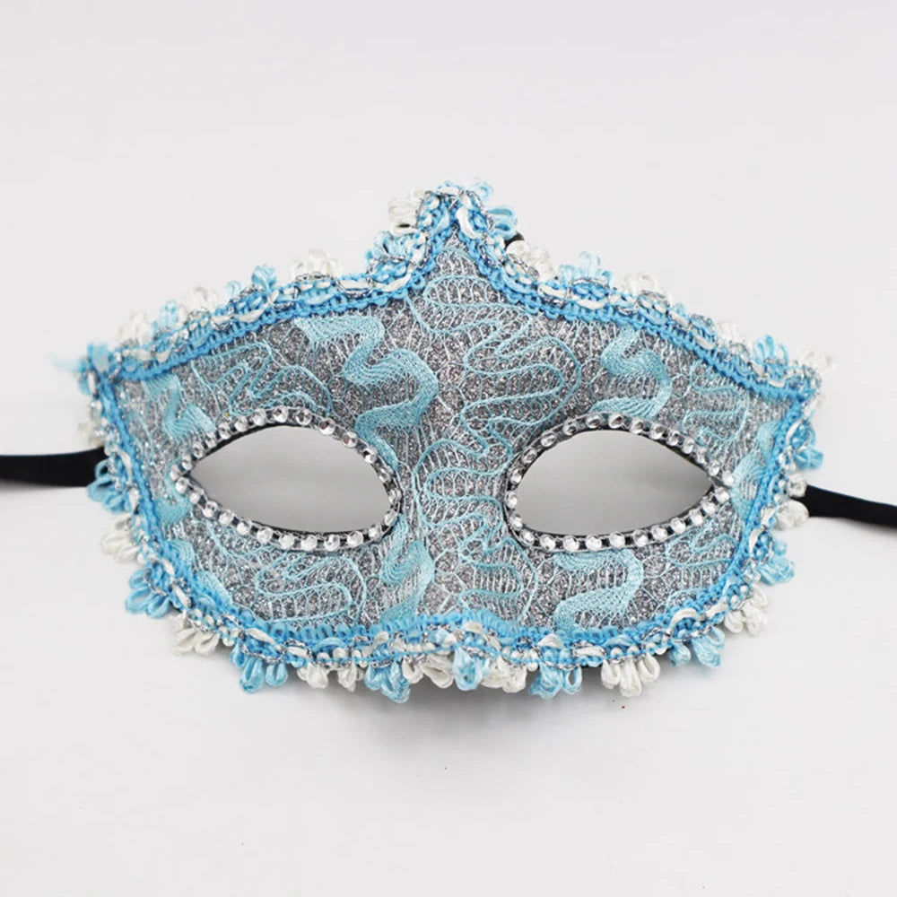 Adult Half-Face Mask Retro Half Face Masks Venetian Party Beauty Princess Mask Prop Halloween Christmas Masquerade Ball Decor Oasis Select Blue