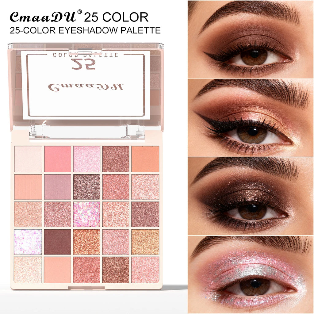 25-Color Eyeshadow Palette | Nude Matte Glitter Earthy Tone Highly Pigmented Waterproof Brown Shimmer | Y2K Valentine's Day Gift Oasis Select 1 SET 22g