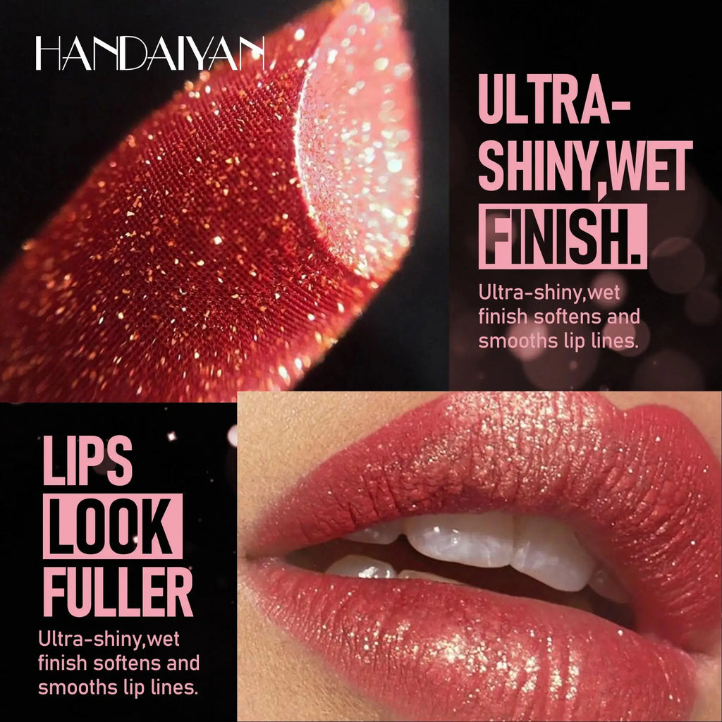 Handaiyan Glitter Diamond Lipstick – 8 Shades, Waterproof