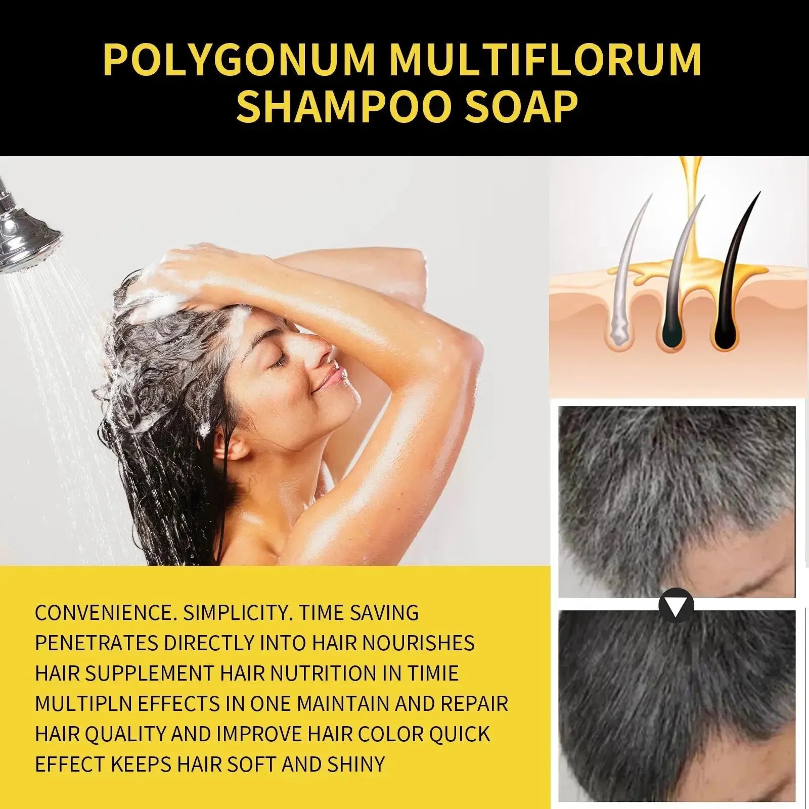 Eelhoe Gray Hair Color Dye Shampoo – Polygonum Multiflorum Hair Color Shampoo Oasis Select