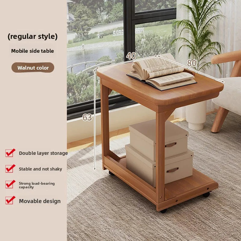 Multi-functional Coffee table removable flip mini sofa side table storage rack bedroom bedside table with wheels Oasis Select CG-HT-80CM