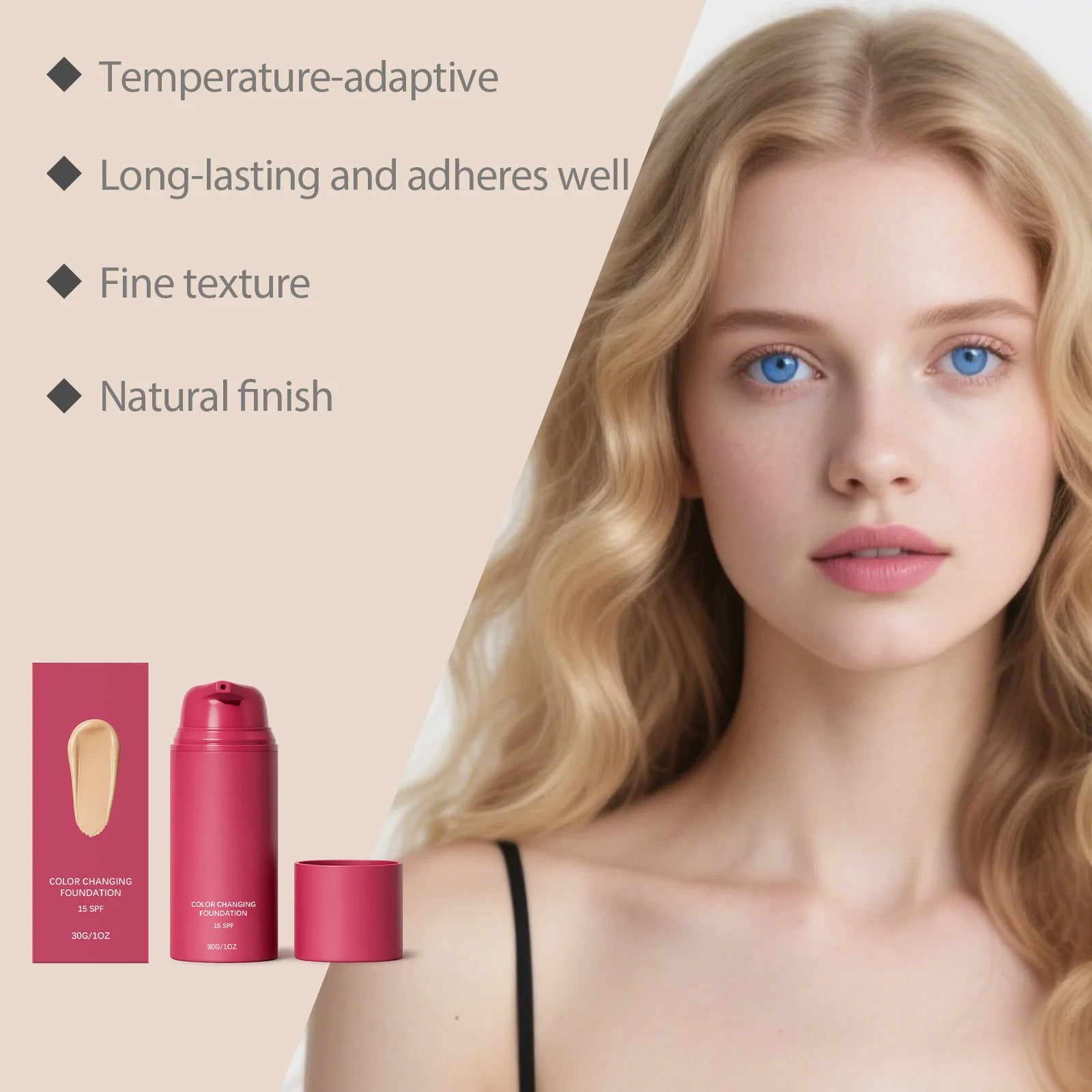 Color Changing Liquid Foundation SPF 15 Concealer Cover Face Blemishes Conceal Skin Fine Lines Original Foundation Face Makeup Oasis Select