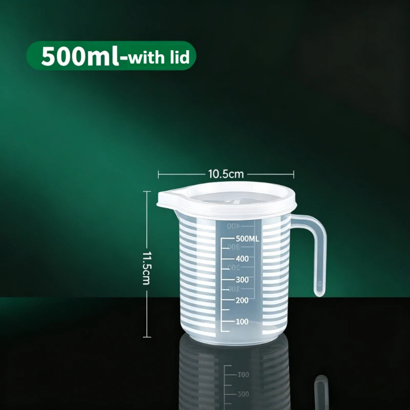 100ml Food-Grade Plastic Measuring Cup,Food-Grade Plastic with Scale BPA-Free,Small Kitchen Liquid Measuring Tool for Restaurant Oasis Select 500ml-with lid