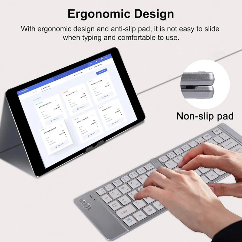 WISH Foldable Mini Bluetooth Keyboard. Portable Ultra-Thin Multi-Device Wireless Keyboard. 66-Key Rechargeable Keyboard Oasis Select