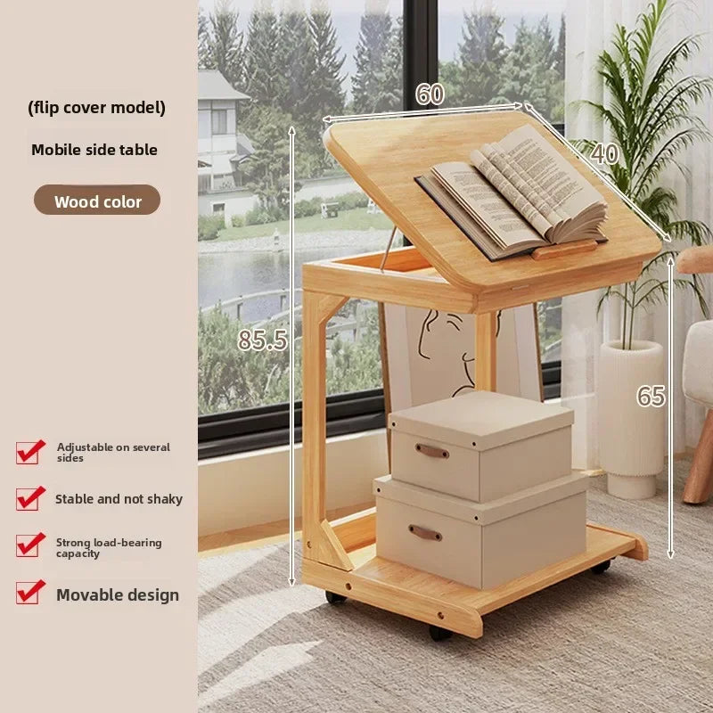 Multi-functional Coffee table removable flip mini sofa side table storage rack bedroom bedside table with wheels Oasis Select FG-YM-60CM