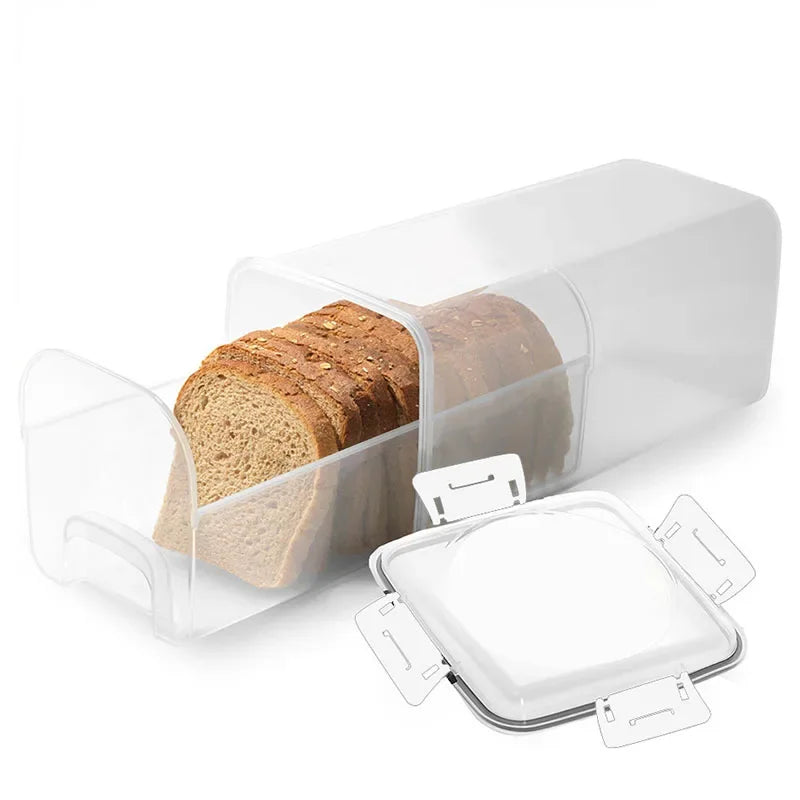 Plastic Bread Box with Sealing Lid and Tray Bread Storage Box Sandwich Bread Storage Pasta Storage Box Multigrain Jar Oasis Select Whtie