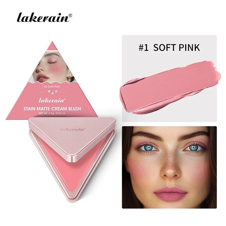 Lakerain 2 IN 1 Cream & Powder Blush Long-Lasting Wearing High Pigment Natural Pink Blusher Waterproof Matte Blush Makeup Oasis Select 1Soft Pink