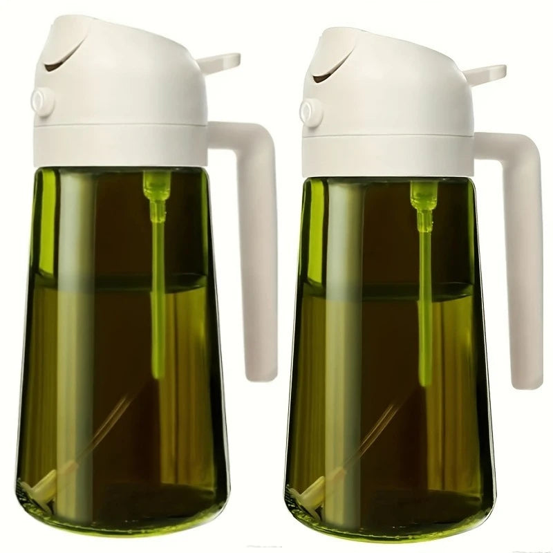 Olive Oil Spray Bottle for Oil Bottle Pouring for Cooking Oil Spices Camping Dispenser with Automatic Lid Spice Shaker Oasis Select Upgraded -2PCS-white