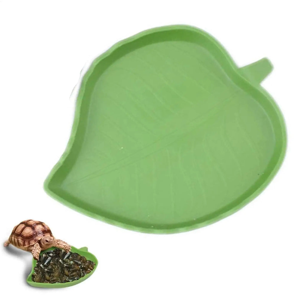 Leaf Reptile Food Water Bowl Flat Drinking and Eating Dish Tortoise Habitat Accessories Water Plate for Turtle Lizards Crawl Pet Oasis Select S