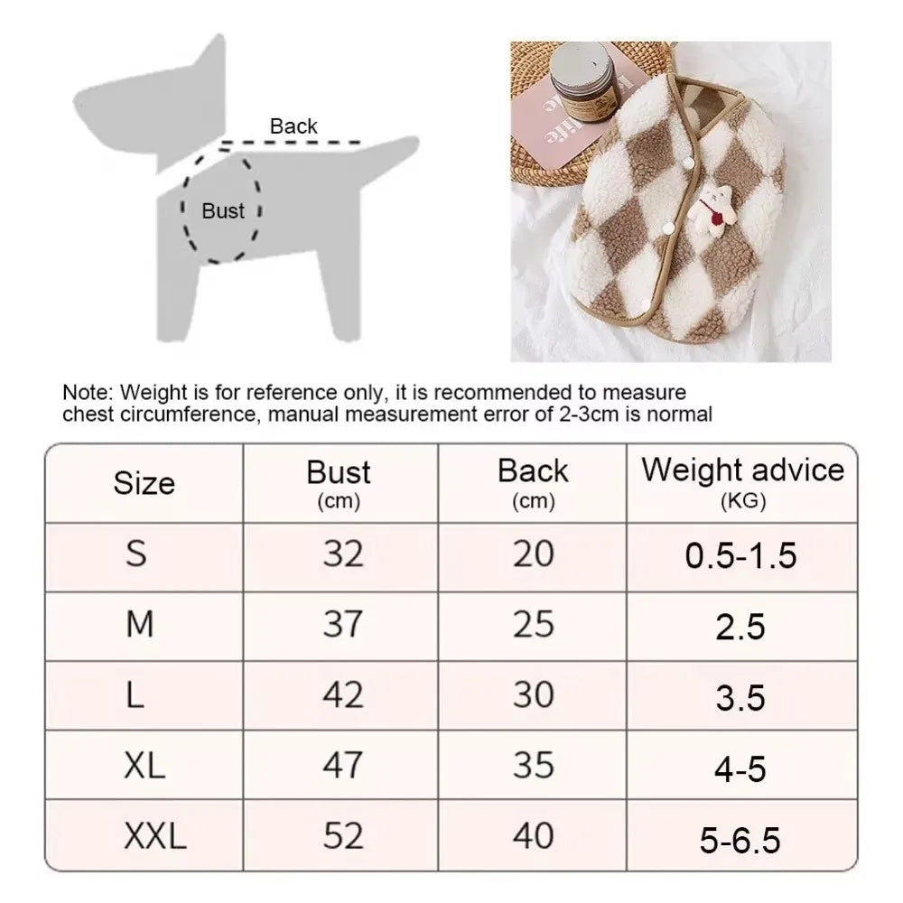 Plaid Fleece Dog Vest Coat | Cozy Winter Outfit S–XXL