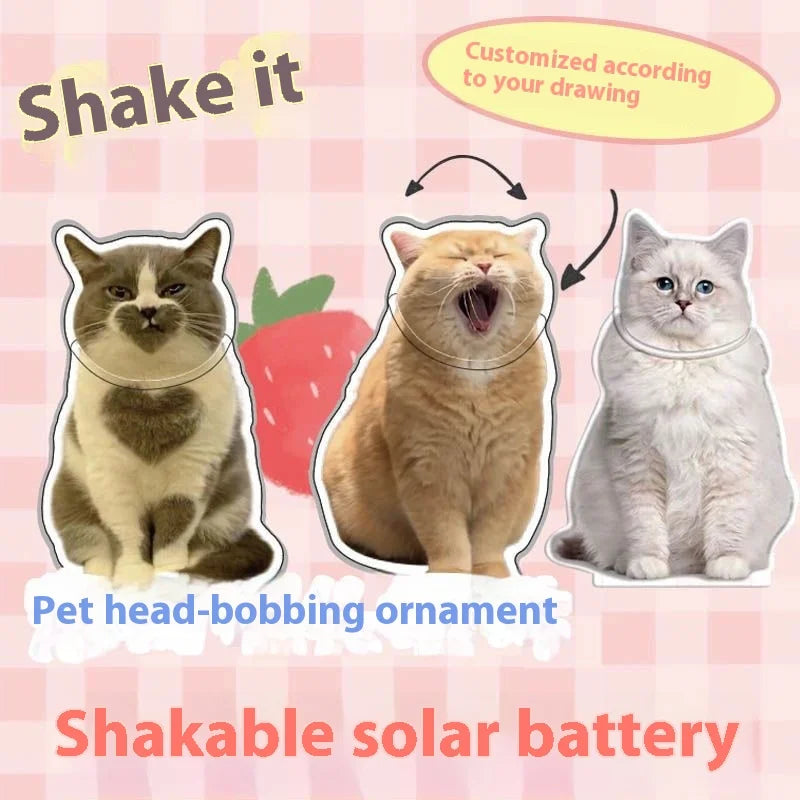 Diy Acrylic Automatic Solar-powered Shaking Head Figurine for Pets, Dog and Cat Shaking Head Figurine, Rocking Fun Animals Oasis Select