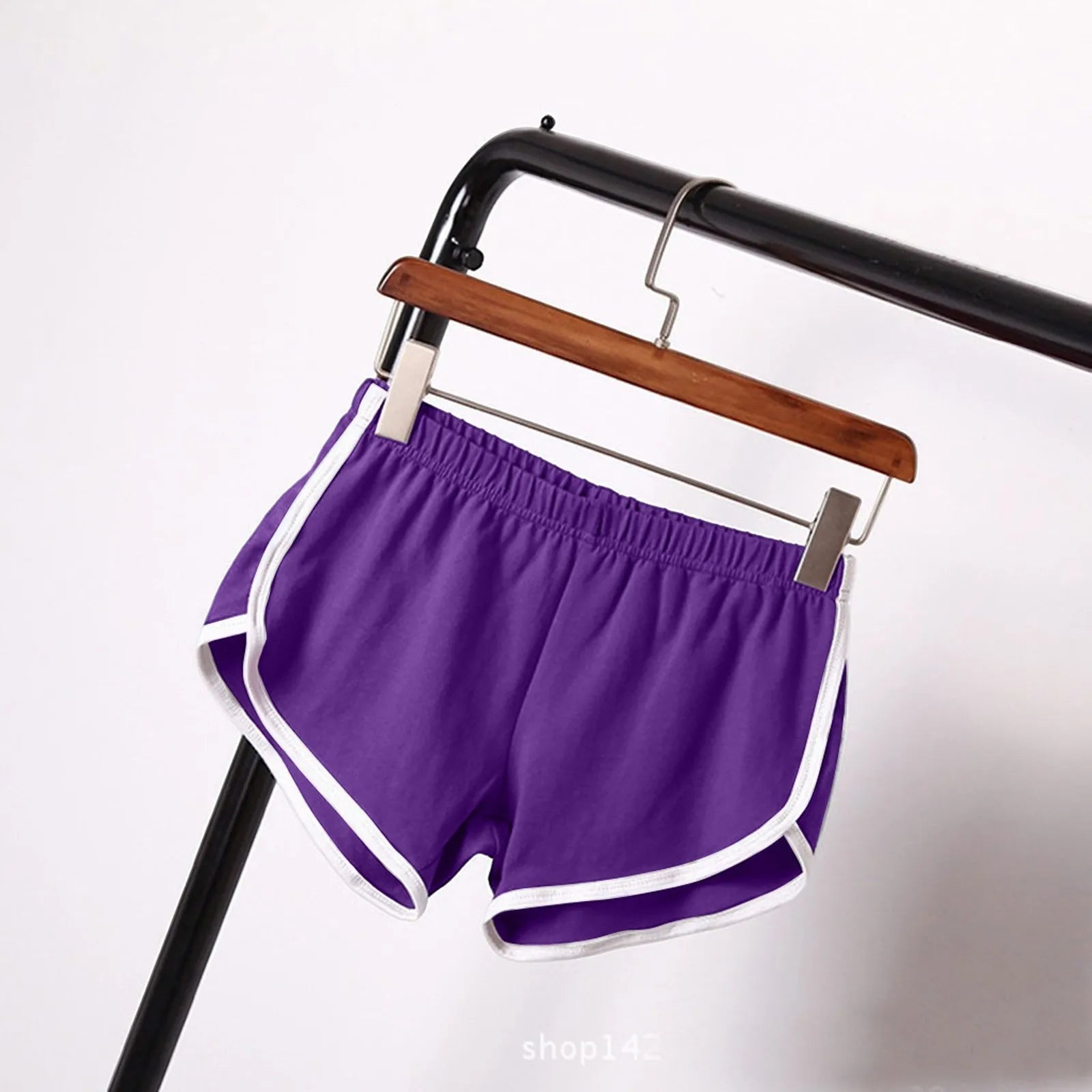 Sports Shorts Women Summer New Candy Color Anti Emptied Skinny Shorts Casual Lady Elastic Waist Beach Correndo Short Pants Oasis Select Purple S