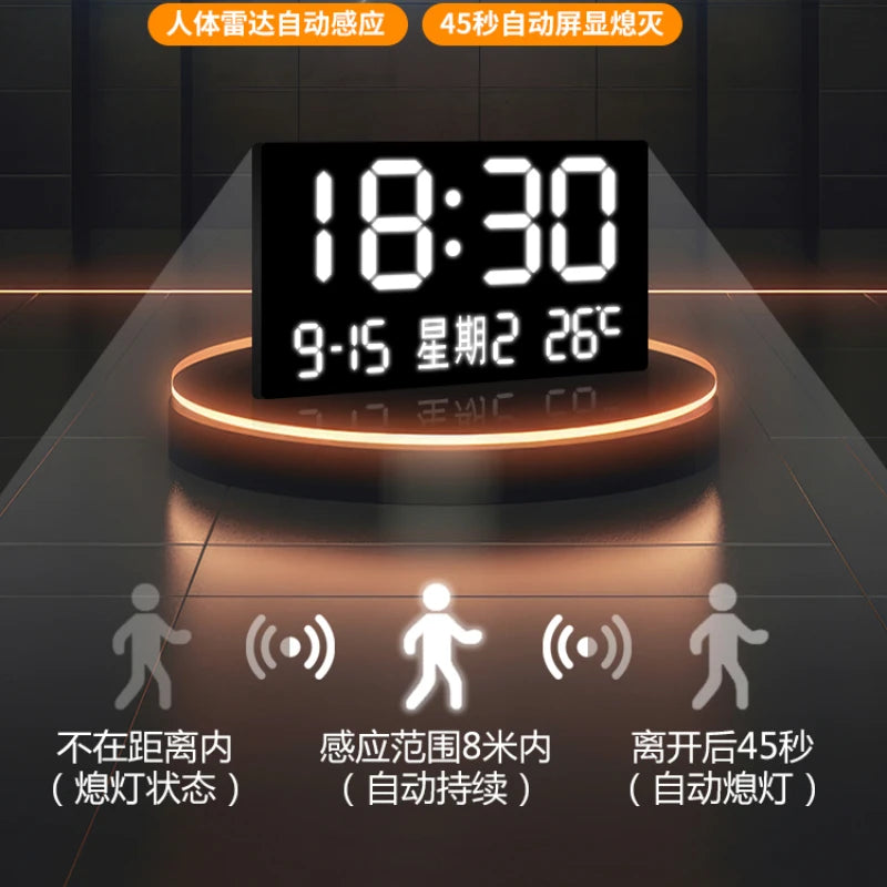 Round Greeting Pine Luminous Electronic Clock Guest Restaurant Porch Decorative Painting LED Light Hanging Wall Clock Oasis Select