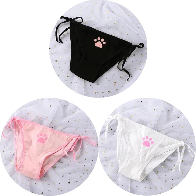 1-6PCS Sexy Bandage Lolita Panties Low Waist Lingerie Cute Claw Women's Briefs Low Waist Animation Underwear Oasis Select