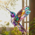 Gorgeous Hummingbird Sun Catcher - 7.87" Acrylic Stained Glass, Hanging Decor for All Seasons, Perfect Home & Garden Gift Oasis Select Style B