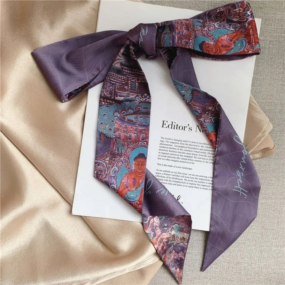 New Floral Headband Ribbon Oil Painting Headscarves Chinese Style Floral Scarf Oasis Select 2
