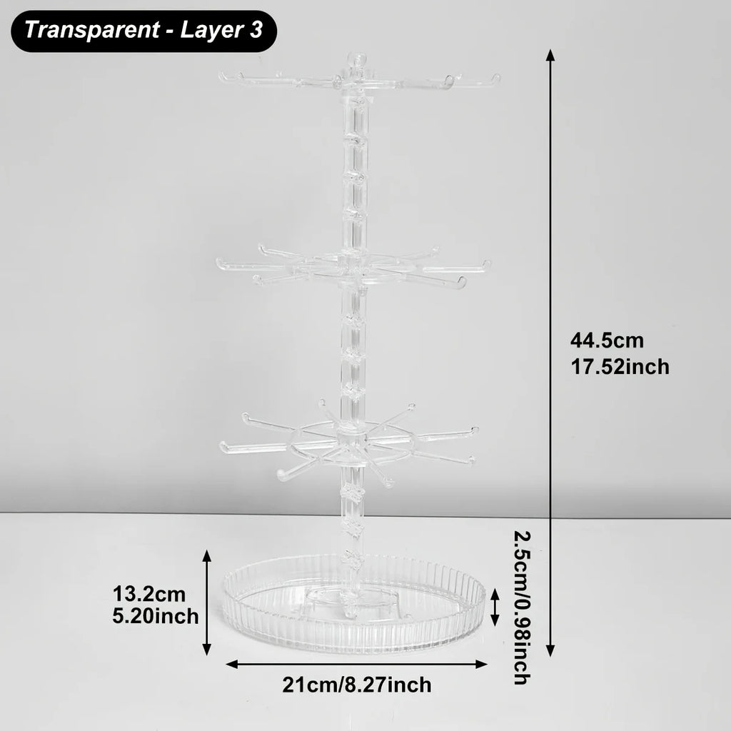 1pc multi-layer adjustablerotatable keychain storage rack jewelry bracelet desktop jewelry accessories display rack holiday gift Oasis Select transparent--3layers