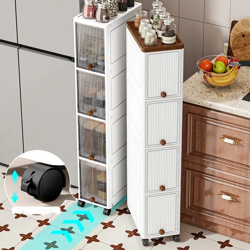 Slim Cabinet 20cm Wide Rolling Storage 2-6 Tiers Large Capacity Space-Saving Heavy-Duty for Kitchen Living Room Bedroom Oasis Select