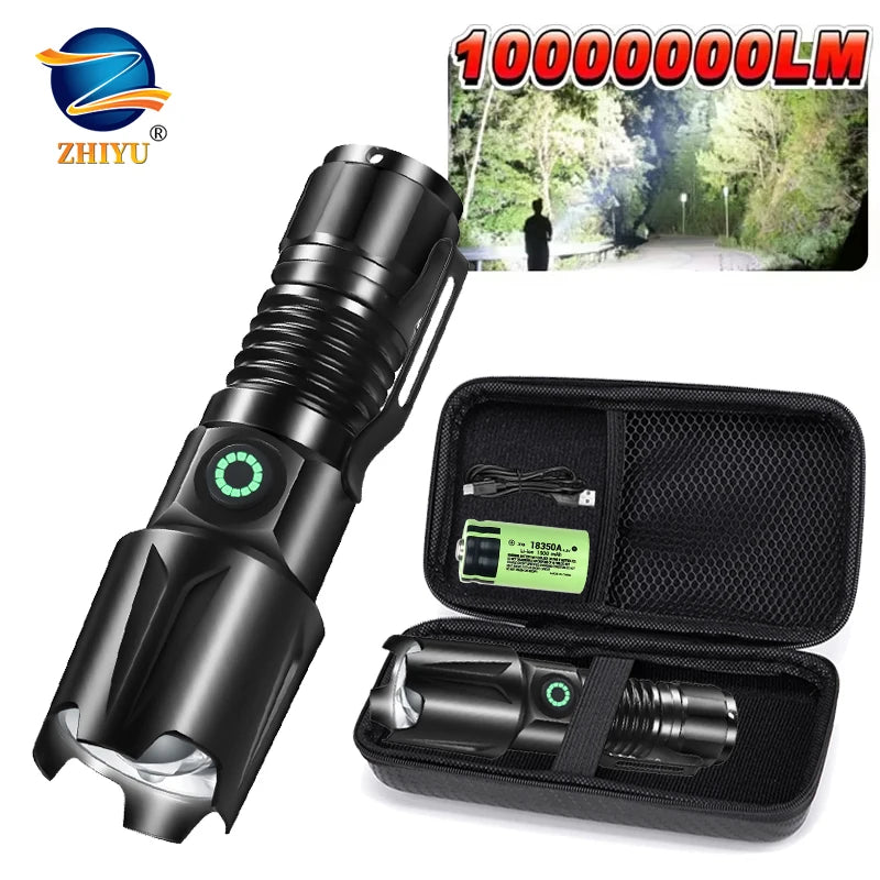 Aluminum Alloy Portable Torch Powerful LED Flashlight USB Rechargeable Outdoor Tactical Zoom Camping Waterproof Flash Light Oasis Select