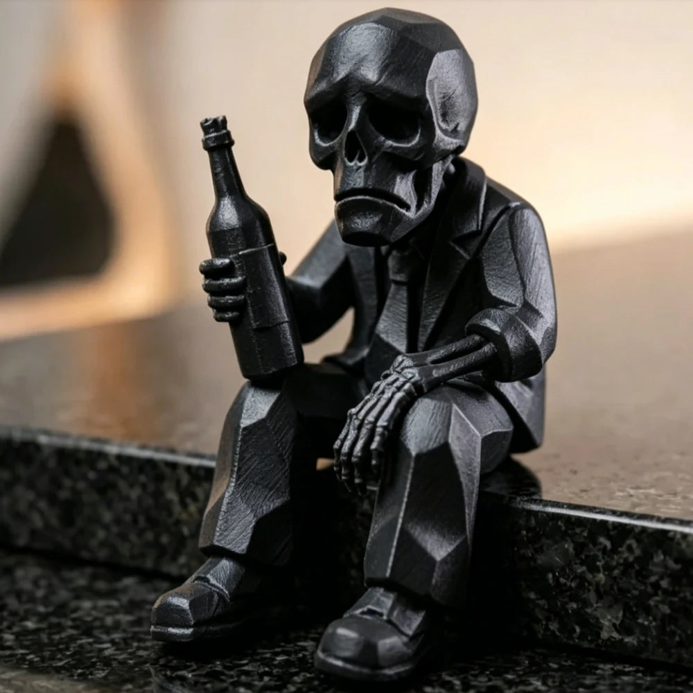 Drunk Skeleton Shelf Sitter FigurineDIY Office Humor Ornament Decor Desktop Monitor Gothic Desktop Companion Decor Humorous Gift Oasis Select Drinking Skeleton 1