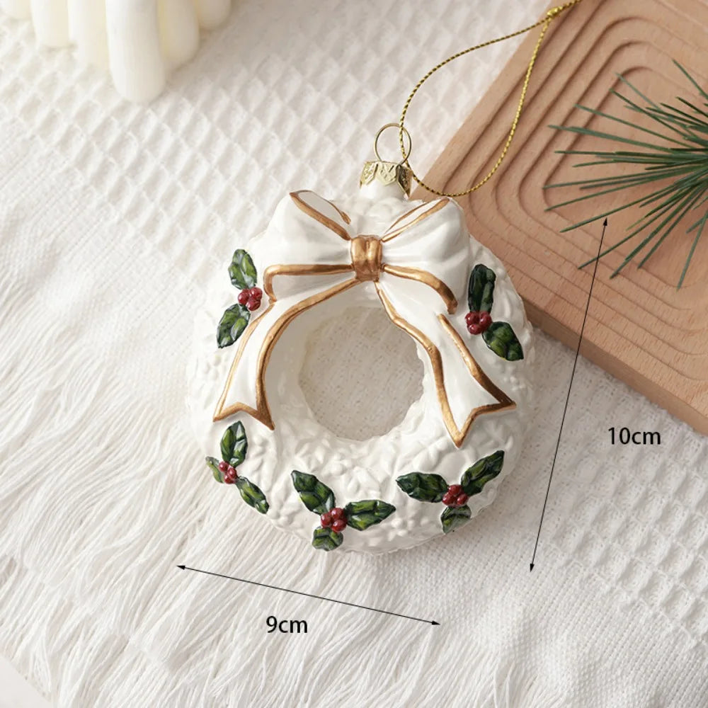 White Christmas Hanging Ornaments – Tree, Soldier & House Baubles