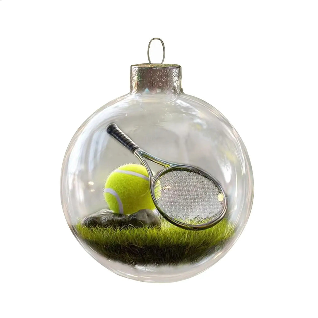 Sports Theme Christmas Ornament Ball Miniature Football Basketball Game Scene Inside Ball Hanging Decor for Tree Mantel Garland Oasis Select