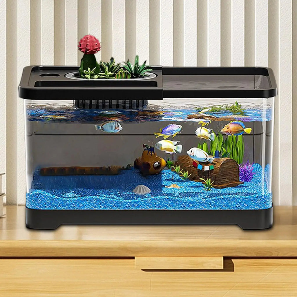 Small Aquarium Kit LED Fish Tank Kit With Decoration Accessories Dust-proof Underwater Landscape Decoration for Desktop Living Oasis Select