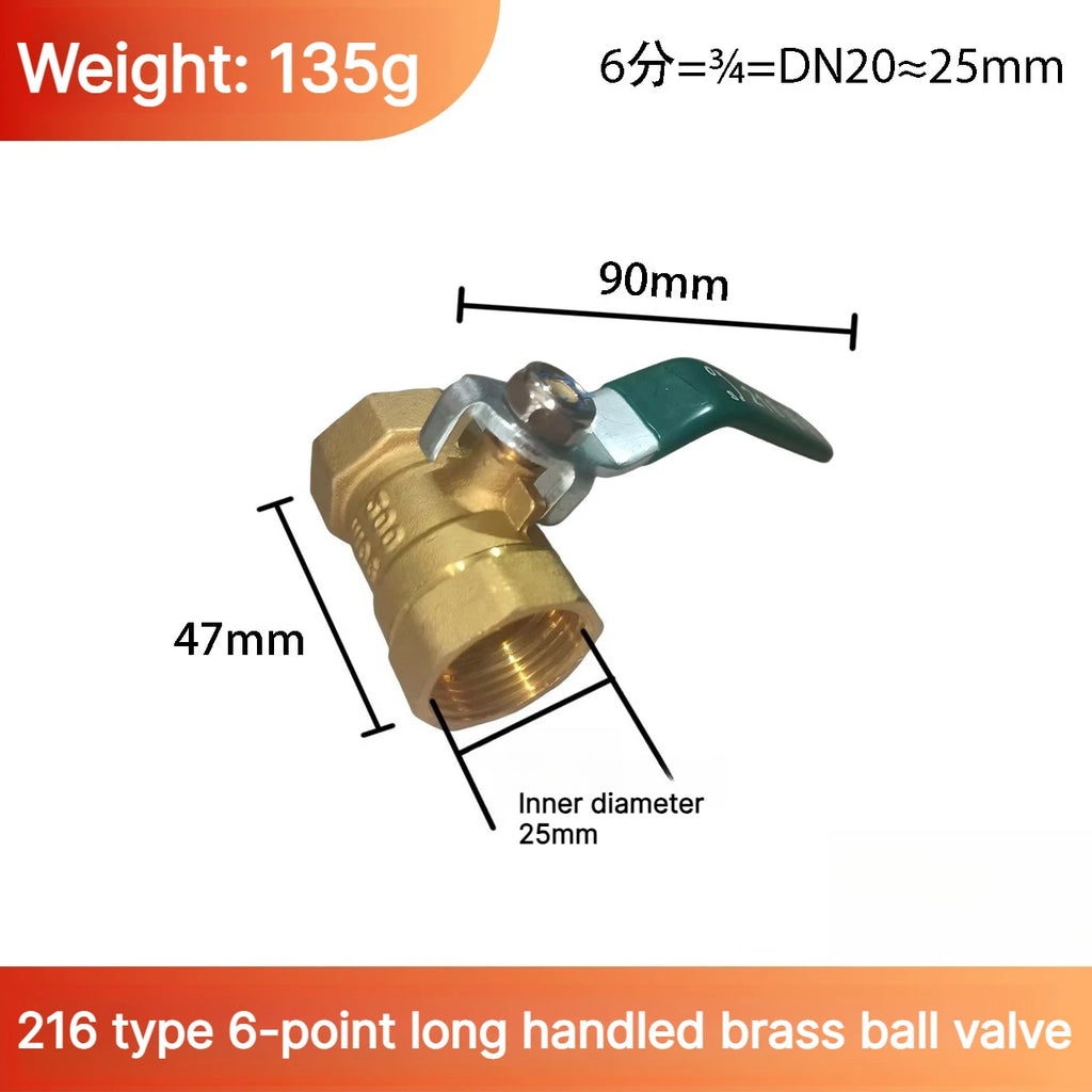 Brass Mini Ball Valve 1/2" 3/4"1inch BSP Type 216 Air Compressor Water Gas Oil Shut Off Valve Thicken Threaded Male To Female Oasis Select DN20 S