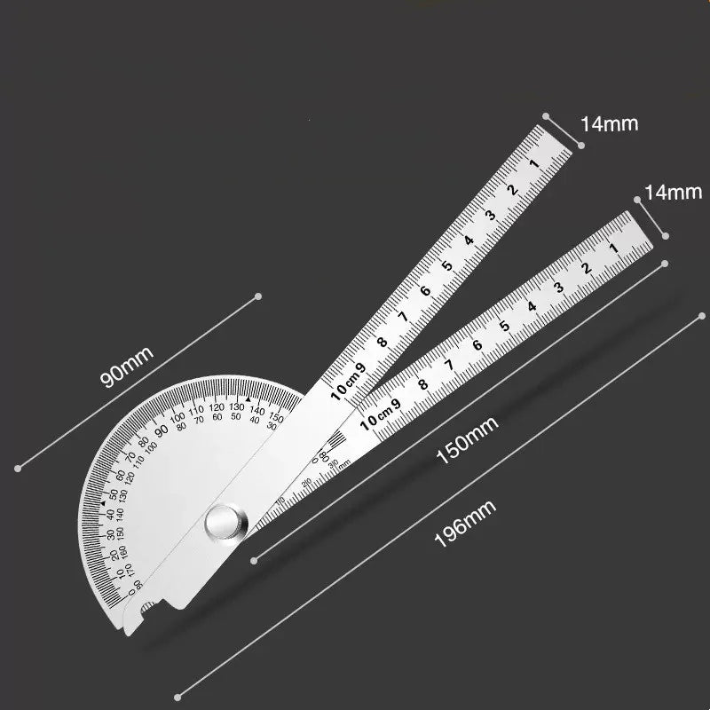 JUSTINLAU 1PC Angle Ruler Measuring Protractor Ruler Metal Detector 180 Stainless Steel Woodworking Wooden Measuring Tool Oasis Select A-150MM