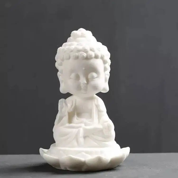 Buddha Tea Pet Ornament Zen Small Buddha Statue Home Decor Display Shelf Decoration Car Ornament Ceramic Crafts Small Figurine Oasis Select Lotus Little Buddha