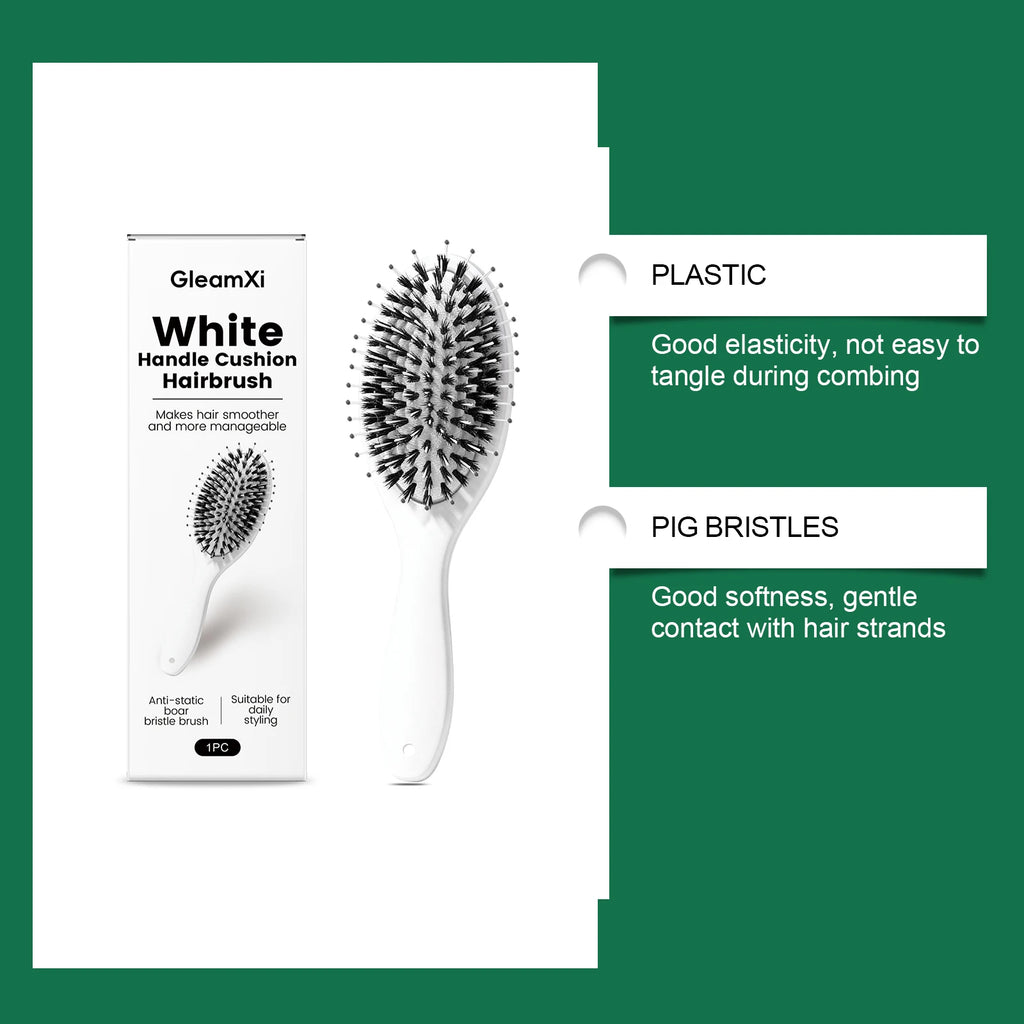 Boar & Nylon Bristle Air Cushion Paddle Hairbrush | White Paddle Hairbrush Oasis Select