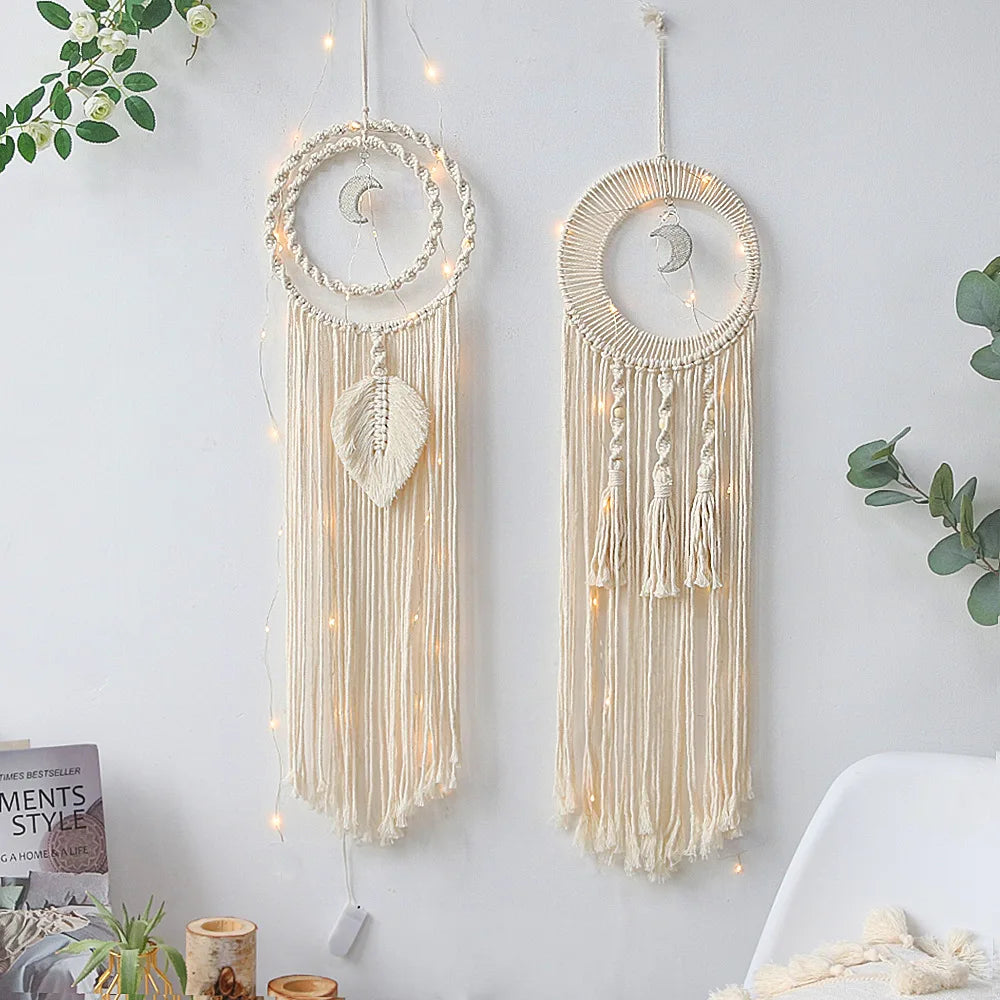Hand-woven Cotton Wall Decoration Tapestry Half Moon Dreamcatcher Bedroom Decoration Bohemian Decor Oasis Select