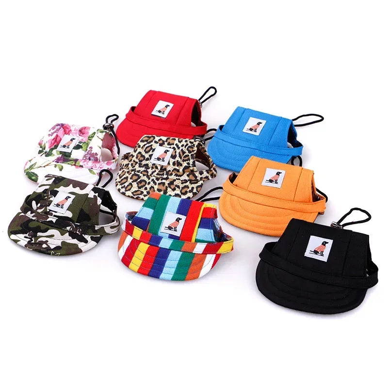 Dog Baseball Cap Hat with Neck Strap Adjustable Comfortable Ear Holes for Small Medium Large Dogs in Ourdoor Sun Protection Oasis Select